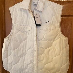 Nike White Quilted Vest